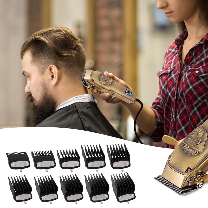 BLOSTM 10-Piece Clipper Guard Set, Black Professional Clipper Guard Set Compatible with Most Wahl Clippers (1.5-25mm), Premium Close Cut to 1-Inch,Black - Image 2